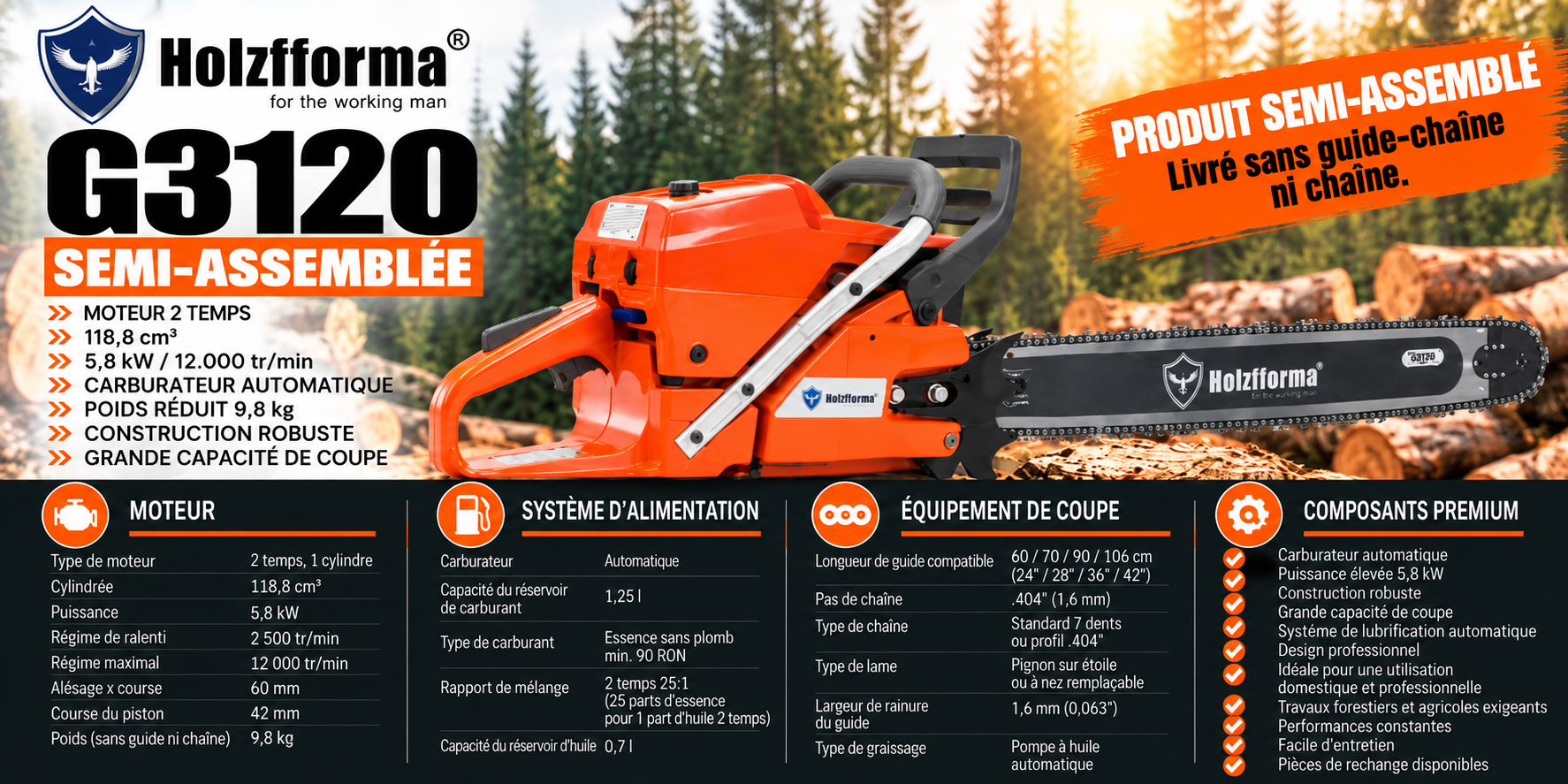 Holzfforma G3120 specificatii tehnice